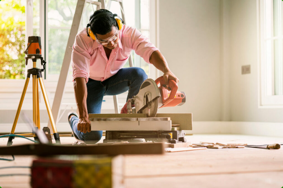 Man working on house image